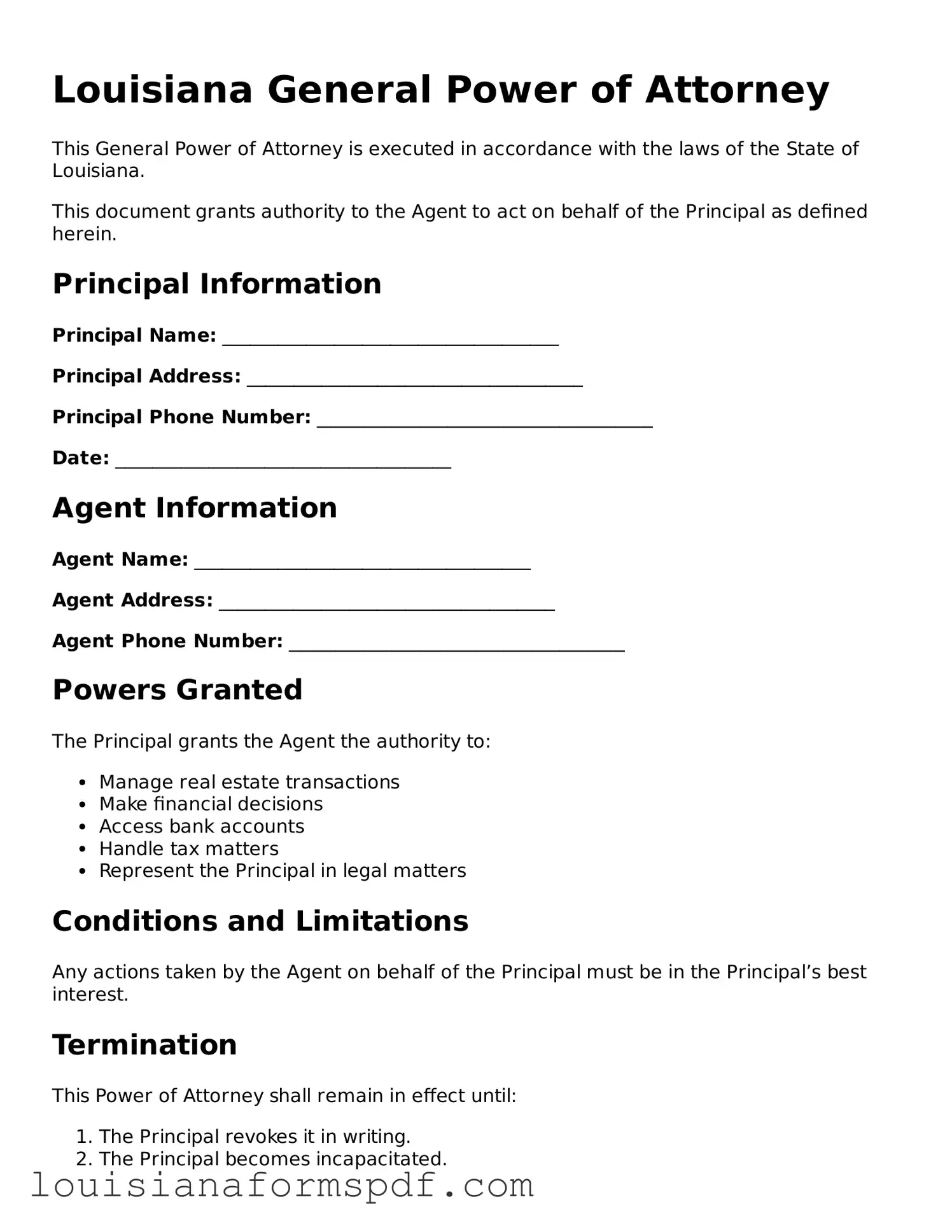 Attorney-Verified Louisiana General Power of Attorney Form