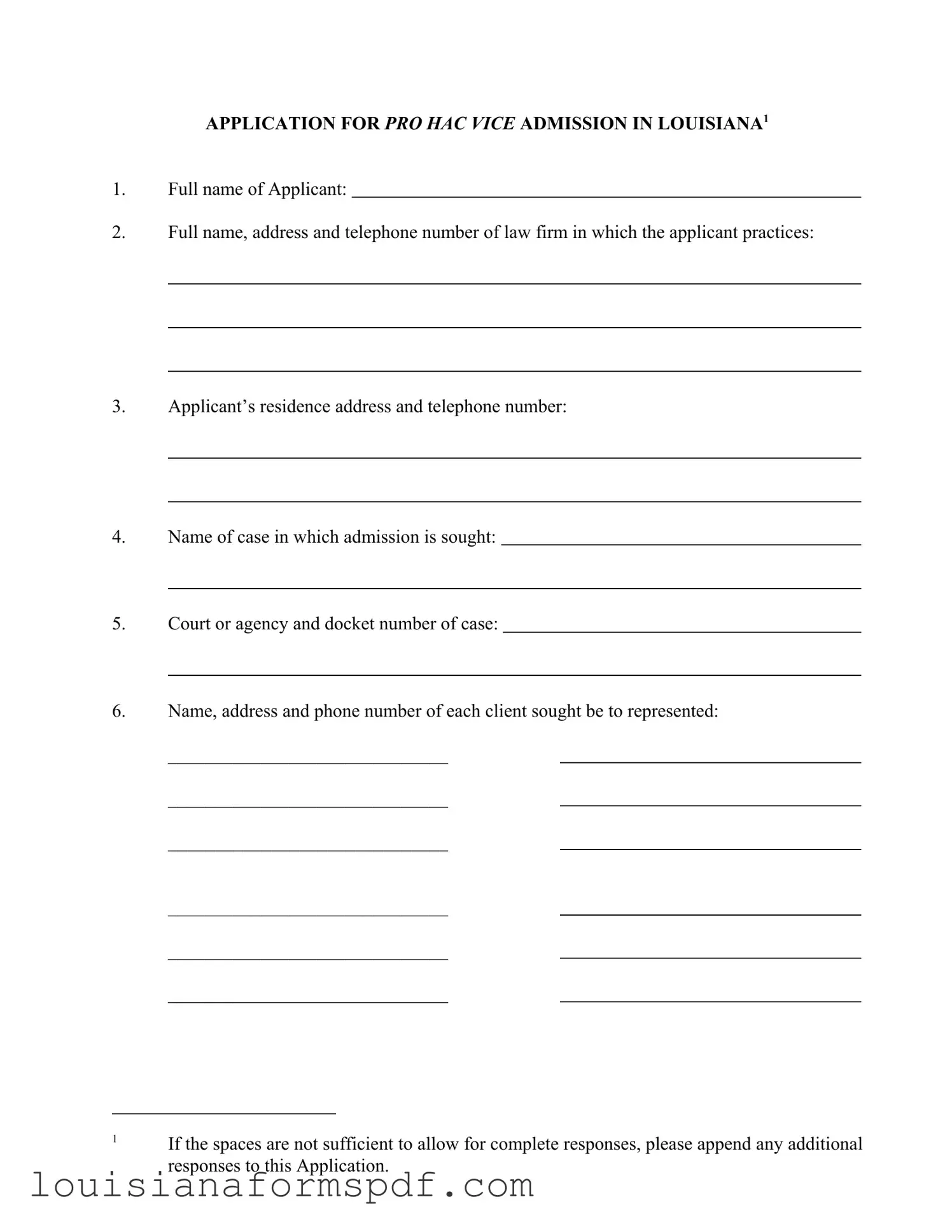 Official Louisiana Pro Hac Template in PDF