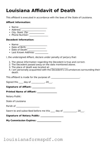 Attorney-Verified Louisiana Affidavit of Death Form