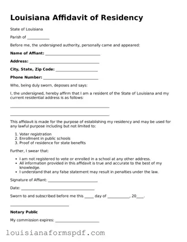Attorney-Verified Louisiana Affidavit of Residency Form