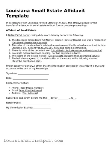 Attorney-Verified Louisiana Small Estate Affidavit Form