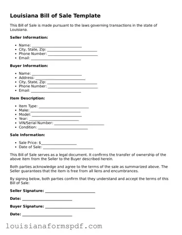 Attorney-Verified Louisiana Bill of Sale Form