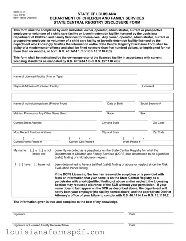 Official Louisiana Central Registry Template in PDF