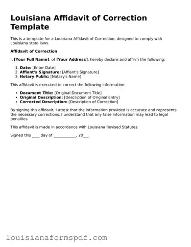 Attorney-Verified Louisiana Affidavit of Correction Form