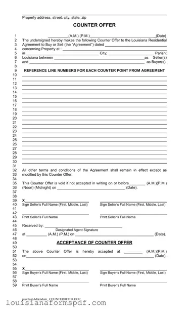 Official Louisiana Counter Offer Template in PDF