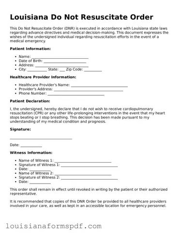 Attorney-Verified Louisiana Do Not Resuscitate Order Form