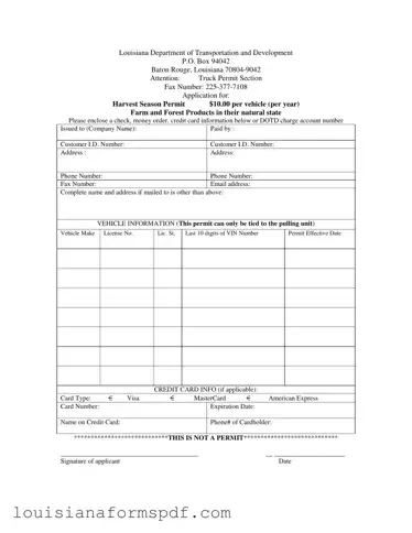 Official Louisiana Dotd Permit Template in PDF