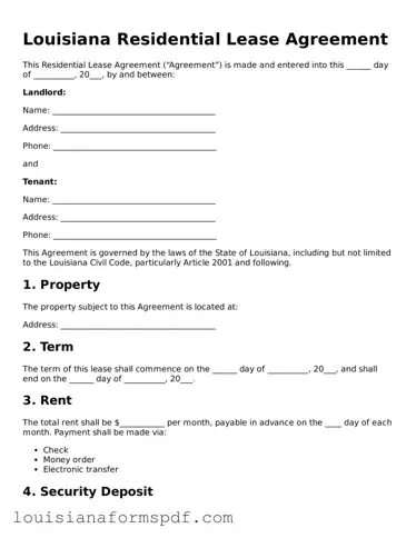 Attorney-Verified Louisiana Residential Lease Agreement Form