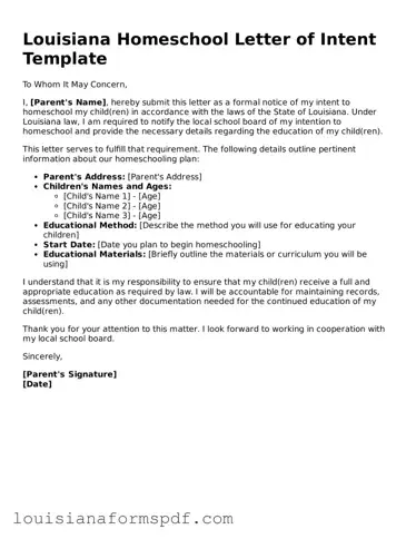 Attorney-Verified Louisiana Homeschool Letter of Intent Form