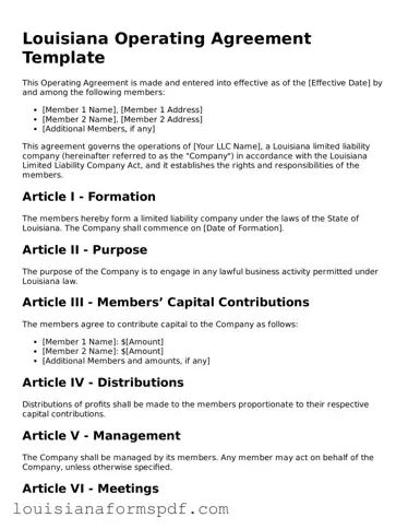 Attorney-Verified Louisiana Operating Agreement Form