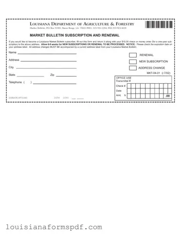 Official Louisiana Market Bulletin Template in PDF