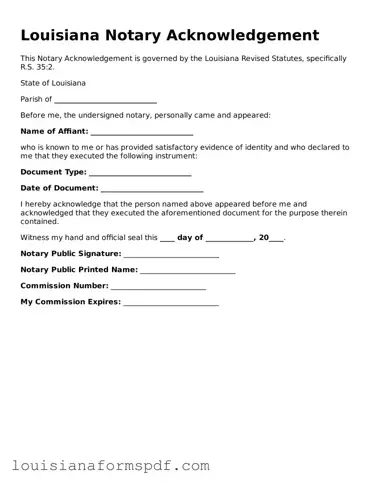 Attorney-Verified Louisiana Notary Acknowledgement Form