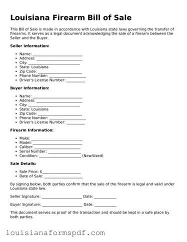 Attorney-Verified Louisiana Firearm Bill of Sale Form