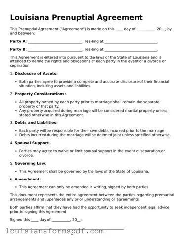 Attorney-Verified Louisiana Prenuptial Agreement Form