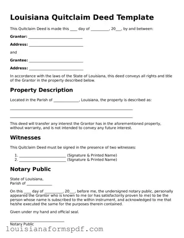 Attorney-Verified Louisiana Quitclaim Deed Form