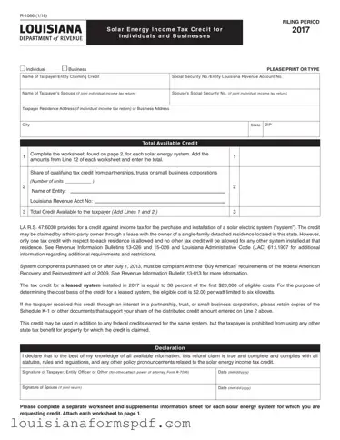 Official Louisiana R 1086 Template in PDF