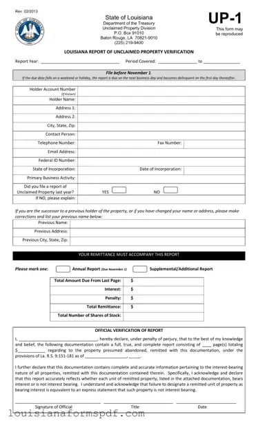 Official Louisiana Up 1 Template in PDF