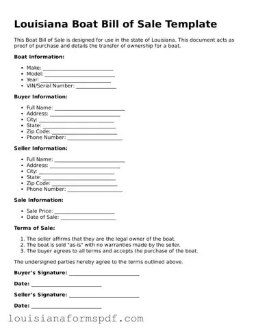 Attorney-Verified Louisiana Boat Bill of Sale Form