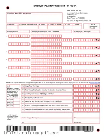 Official Louisiana Wage Report Template in PDF
