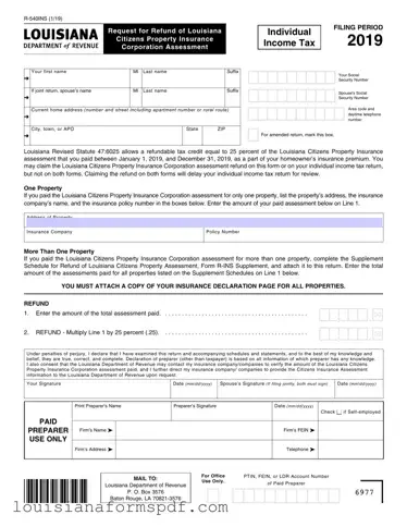 Official R 540Ins Louisiana Template in PDF